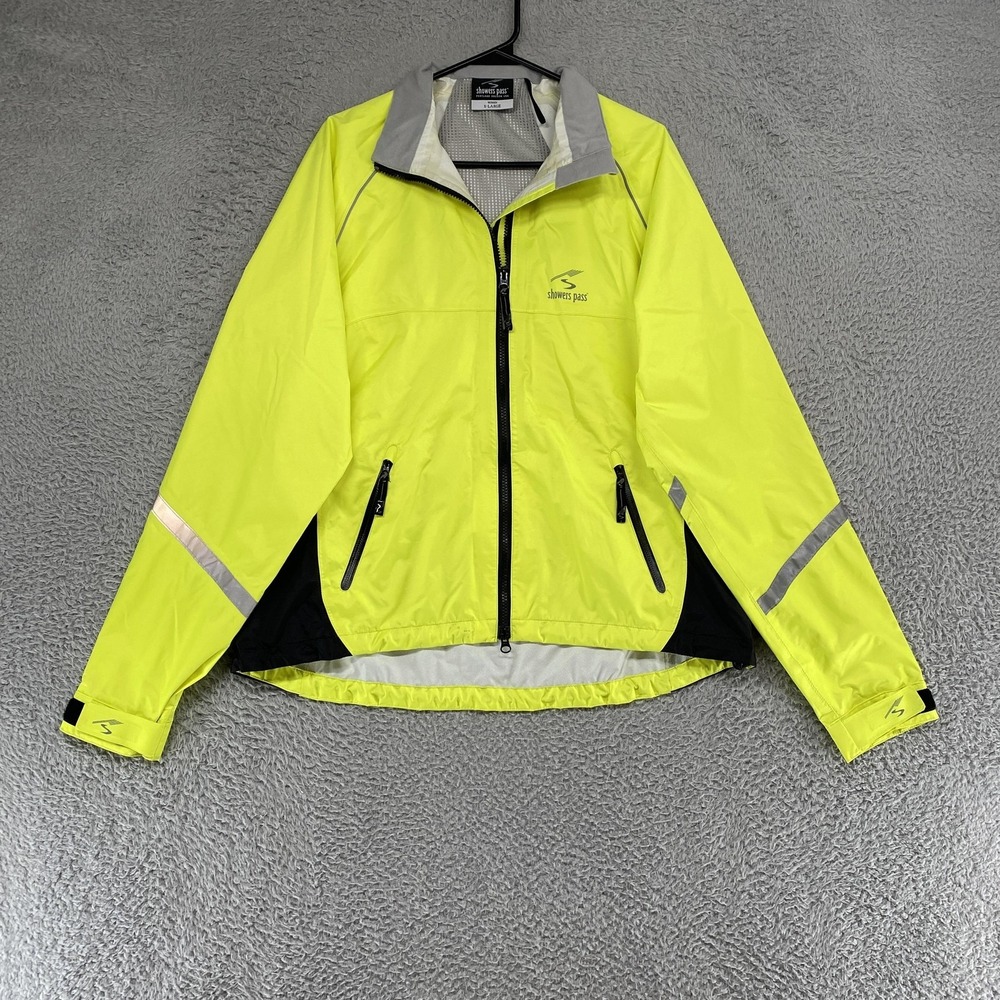 Showers Pass Jacket Womens XL Yellow Reflective Cycling Windbreaker Running